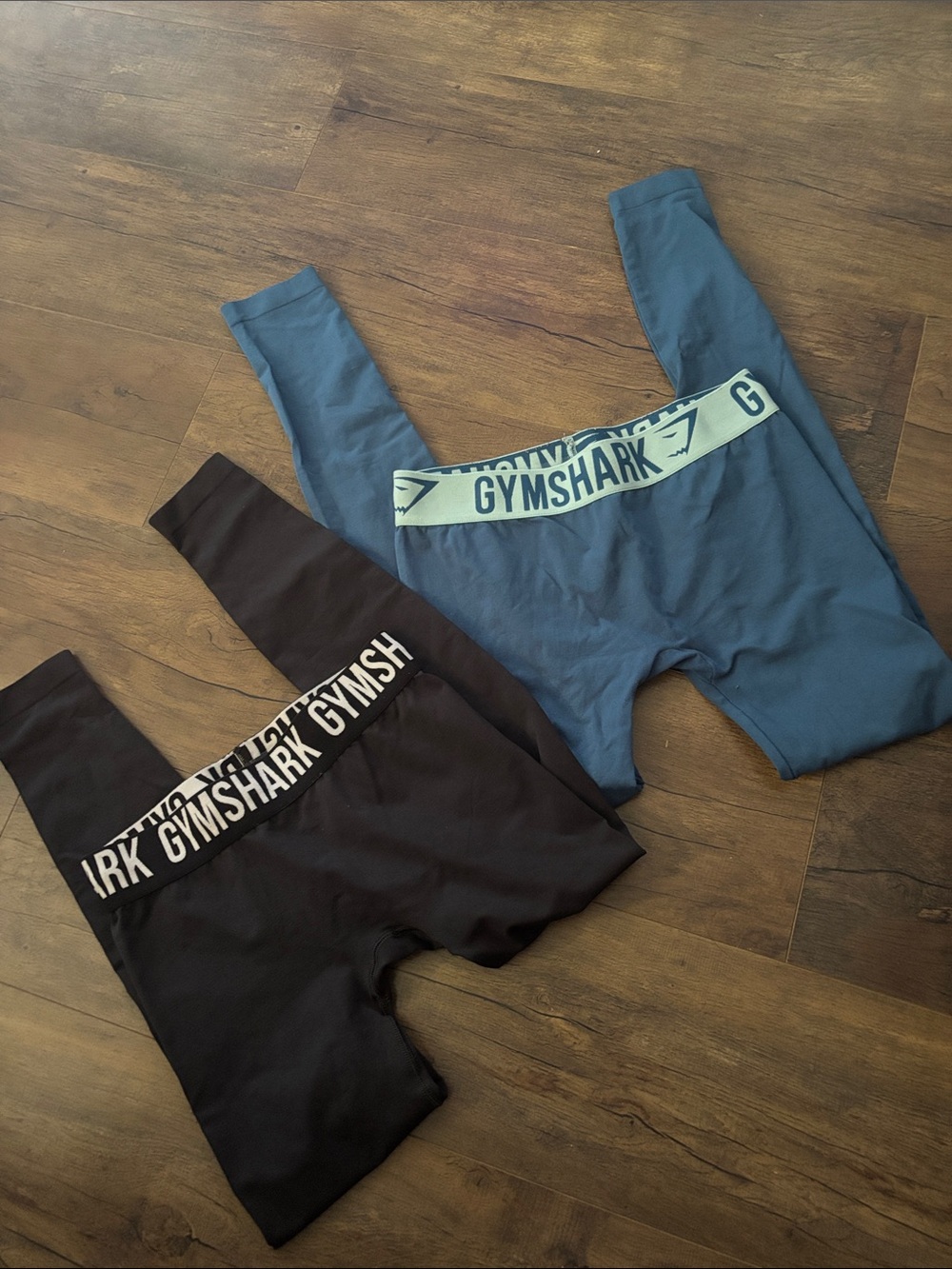 Gymshark Leggings Set in Black & Slate Blue with Branded Waistbands